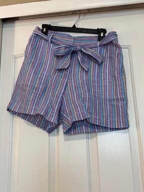 Talbots Multicolor Striped Tie-Waist Shorts